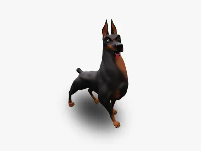 Doberman - stylized Dog rigged character for Blender