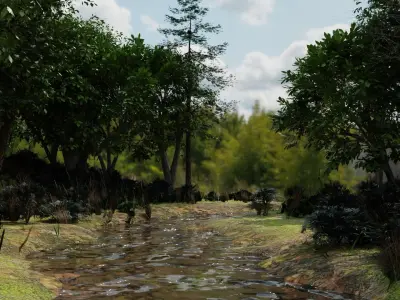 river in woods 3D model