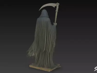 Death Reaper Statue Standing Guard Pose Low-poly 3D model