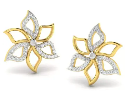 Gold Diamond Women Earring 3D print Model 3D print model 194