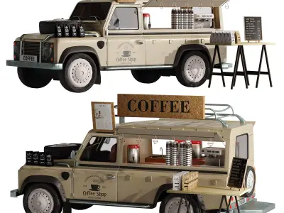 Jeep truck coffee set 6 3D model