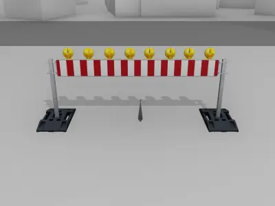 Construction Barrier 7 with animated lights 600-36 250x2400mm Low-poly 3D model