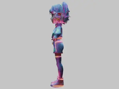 Cyberpunk Girl 3D Model - Sci-Fi Female Character Low-poly 3D model
