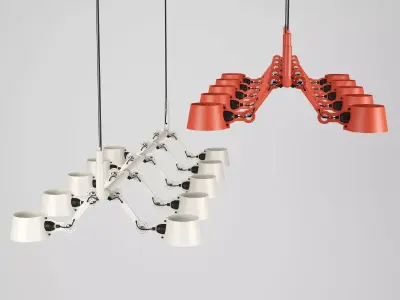 B P 10 P light fixture with six lamps hanging from it 3D model