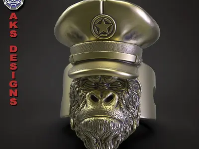 Animal ring jewelry Army captain guerilla v150 3D print model