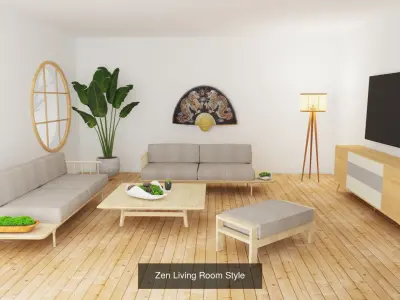 Three Living rooms  each has  different interior design style 3D Model Pack
