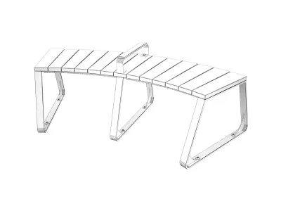 CURVED TIMBER BENCH 3D model