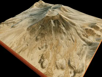 Lascar stratovolcano 3d terrain model Low-poly 3D model