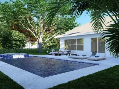 3D Exterior Scene 3D model design garden and landscape 3D 3D model