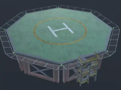 Helicopter industrial landing pad - helipad - airfield Low-poly 3D model