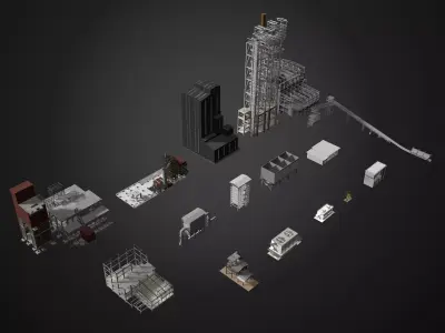 Industrial buildings pack 25K07 3D model