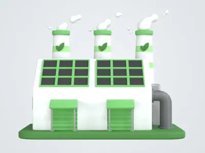Eco Factory 3D Icon 3D model