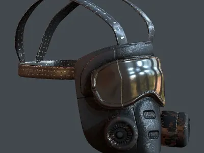 Gas mask helmet 3d model scifi Low-poly  Low-poly 3D model
