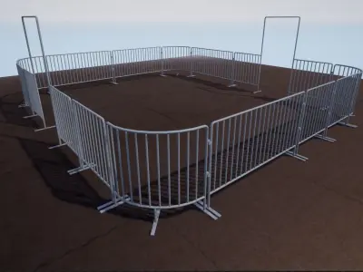 Modular Iron Barricade Low-poly 3D model