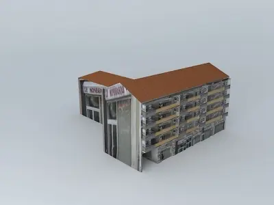Residential building and shops Free 3D model