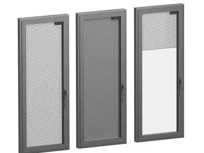 Panoramic windows and doors with built-in blinds 3D model