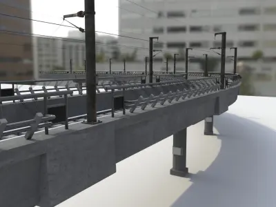 Metro Track and Bridge or Broken Metro track and bridge Low-poly 3D model