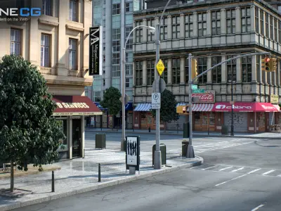 NYC - 4 Blocks - 31 Buildings V2 Low-poly 3D model