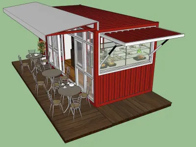 mini Cafe shipping container 20ft 3D model