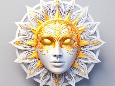 Elegant Sun Mask Wall Decor Low-poly 3D model