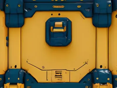 SciFi Futuristic Yellow Storage Crate Low-poly 3D model