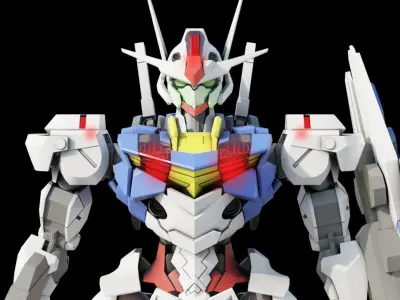 Gundam Aerial - Rigged 3D model