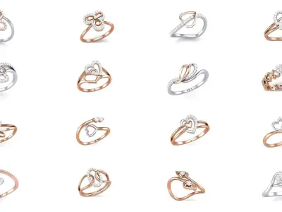 70 Minimalist Light wt Diamond Women ring 3dm stl obj  3D Model Pack