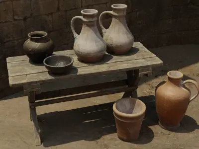 Tall ceramic jug Low-poly 3D model