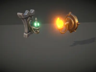 Cartoon Sconce Pack Low-poly 3D model