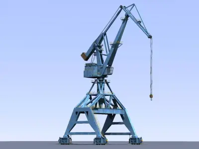 Crane Blue for shipyard cargo terminal or port 3D model