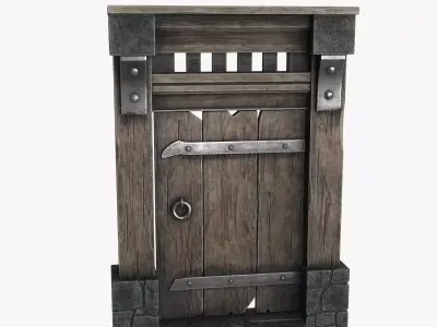 Old Wood Door v3 Low-poly 3D model