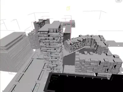 9 buildings of modern Residental Complex for archviz no textures 3D model