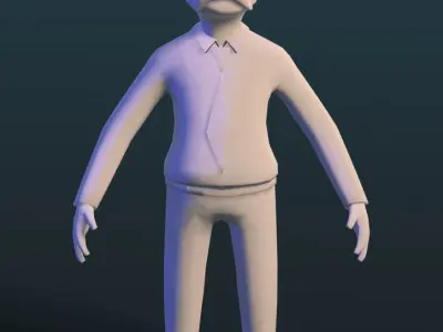 cartoon simple lowpoly game character Professor Low-poly 3D model