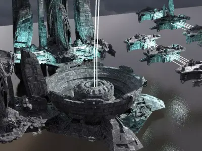 Halo Inspired Sci-fi Mega Dome City Extended 3D model