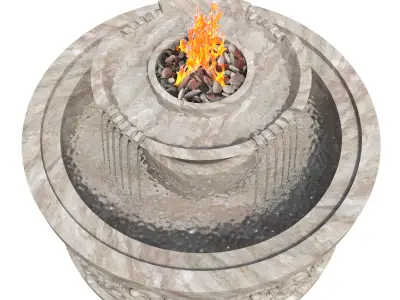 Classic Stone Fountain and Fire pit 3D model