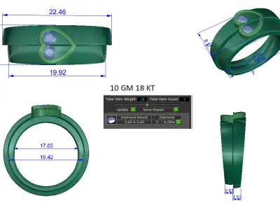 Women Ring  Render 3dm STL OBJ FBX Details 3D print model 58
