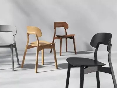 Nonoto Chair Wooden Seat 3D model