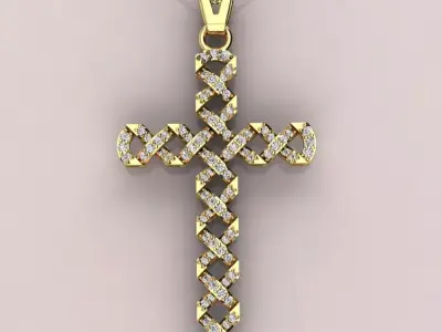 Diamond twist cross pendent  3D print model
