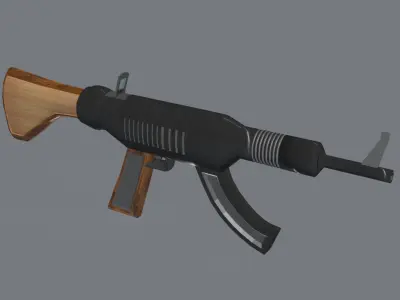 Mashine gun concept design Low-poly 3D model