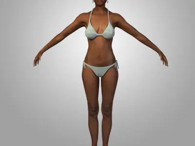 African American Woman Character With Bikini 3D model