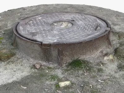 Photorealistic 3D scan of manhole Hatch cover Sewer Manhole Low-poly 3D model