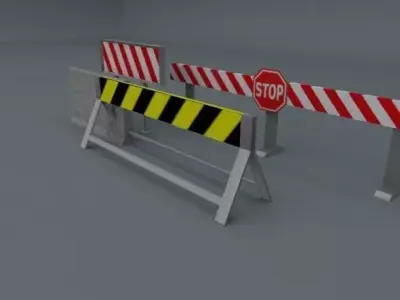 Road Block Package Low-poly 3D model