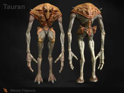 Tauran Alien Creature Low-poly 3D model