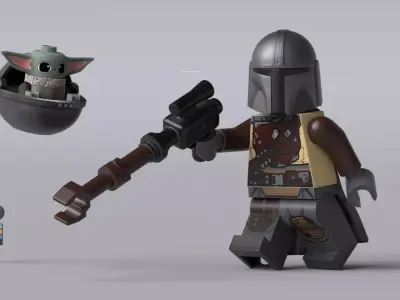 Star Wars Mandalorian Grogu Brick Lego Fanart 3D model