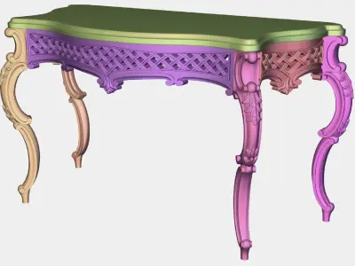 Carved console 4 leg table for CNC 02 3D model