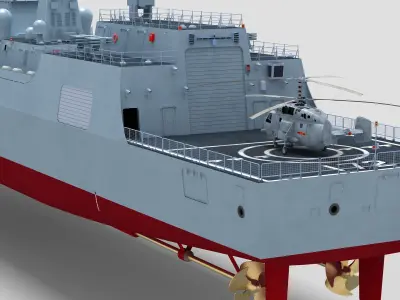  Chinese Type 052D Destroyer And Ka-28 
