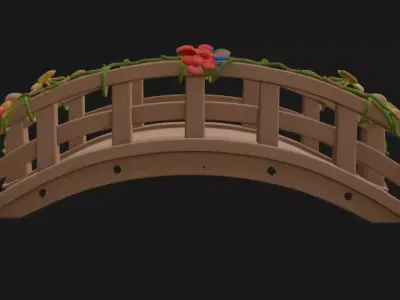 Pixar style cartoony bridge 3D model