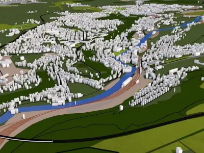 Luxembourg City Low-poly 3D model