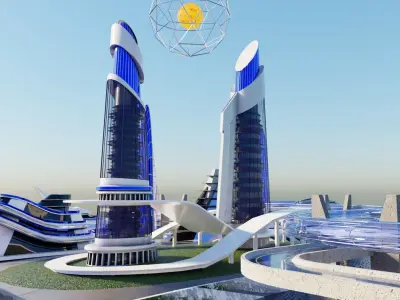 City skyscrapers 3D model