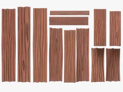 Stylized Wood Plank Low-poly 3D model